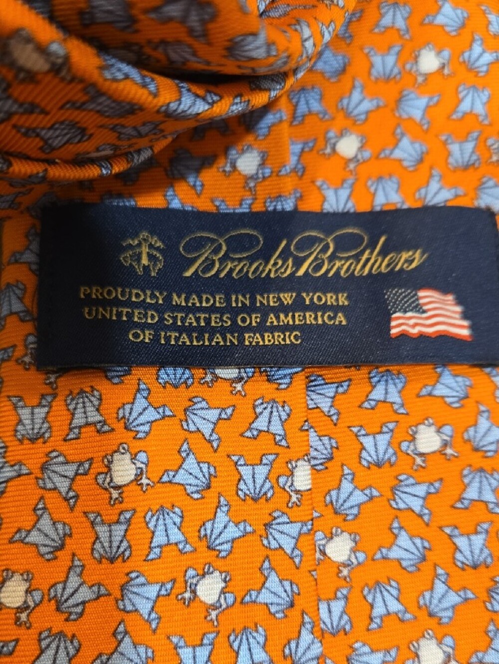 NEW! Brooks Brothers Orange & Blue Silk Tie! - Picture 3 of 4